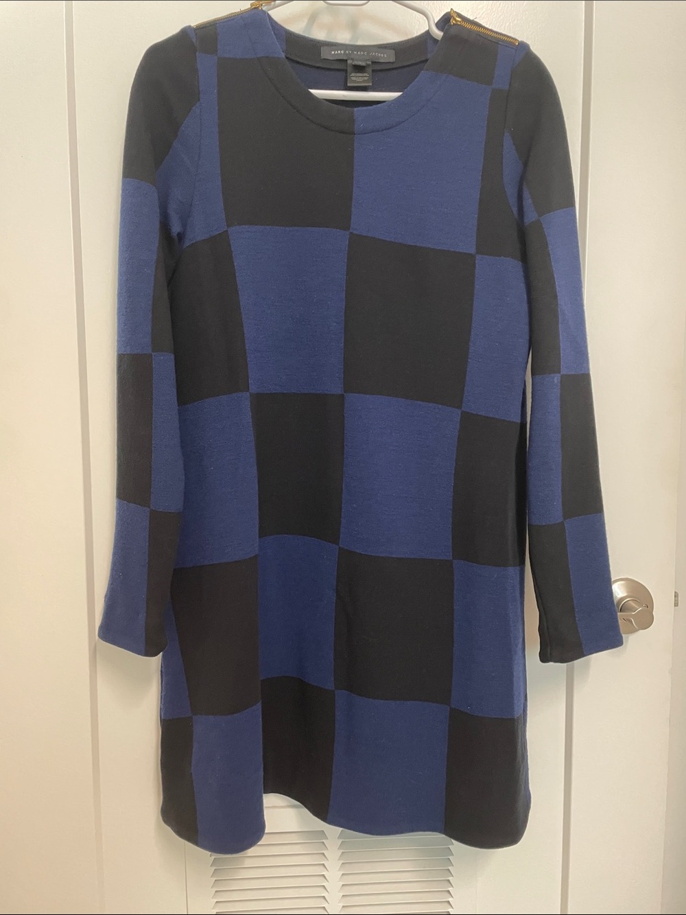 Marc by Marc Jacobs Navy and Black Checker Sweater Dress